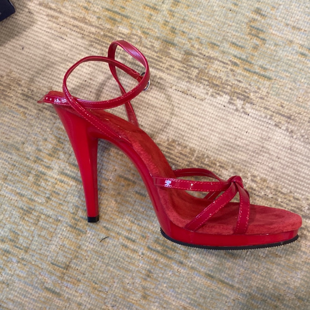 Fabulicious Red 5 inch strappy pleaser heel